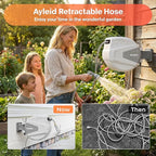 Ayleid Retractable Garden Hose Reel,1/2 in x 65 ft Wall Mounted Hose Reel, with 9- Function Sprayer Nozzle, Any Length Lock/Slow Return System/Wall Mounted/180°Swivel Bracket (Gray)