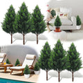 Artificial Cedar Topiary Plants: 20 Inch (6P) UV Resistant Faux Pine Stems Shrubs Plastic Greenery for Outdoor Indoor Home Decor, Garden, Front Porch, Office, Restaurant & Holiday Party