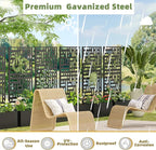 Casaphoria Metal Raised Garden Bed with Trellis, 47"x24"x12" Planter Box for Climbing Plants, Vegetables & Vines, Features Drainage Holes and Privacy Screen (Black-Helen)