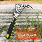 SHANFEEK Garden Rake 5-Claw Landscape Dethatcher Thatching Beach Combing Rake for Digging Clam Shell Defoliation Hoe Garden Tool for Loosen The Soil (Green)