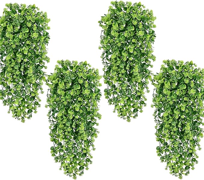 Waipfaru 8Pcs Fake Hanging Plants 3ft Fake Plants UV Resistant Fake Vines Artificial Decor for Indoor Outdoor Party Wall Porch Wedding Decoration,Light Green