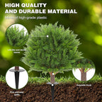 JTING' CHOISIR Set of 2 Artificial Cypress Cedar Boxwood Topiary Ball Trees with Ground Spike, 26 Inches UV Resistant Fake Plant Bushes Shrubs, for Indoor Outdoor Front Porch Garden(Cypress)