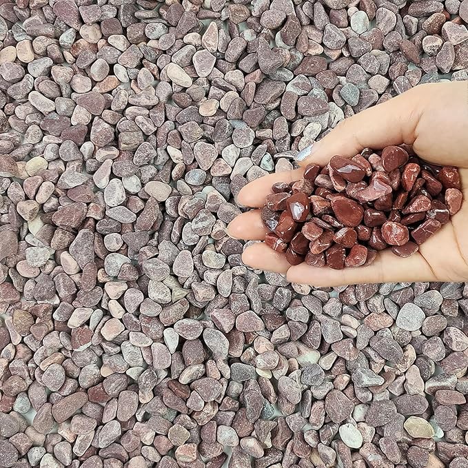 FANTIAN 2 lbs Succulent and Cactus Pebbles Gravel, 3/8 Inch Decorative Red River Rocks for Plants Indoor, Vases, Terrarium, Potted Top Dressing and Outdoor Decorative Stones