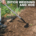 YEELOR Warren Hoe, Carbon Steel Triangle Garden Hoe with Stainless Steel 57" Adjustable Long Handle, Heavy Duty Gardening Hand Tools Hoe for Ridging Weeding Digging Loosening Edging Soil, Balck