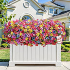 Alupssuc 48 Bundles Artificial Flowers for Outdoors Decoration, UV Resistant Silk Faux Floral Spring Fake Plastic Plants Greenery for Outside Indoor Home Yard Porch Window Box Decor(Upgrade 6 Colors)