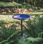 Backyard Expressions Outdoor Garden Bird Bath - Lilac Purple - Weather Resistant Polyresin - 27 Inch