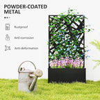 Outsunny Metal Raised Garden Bed with Trellis for Climbing Plants, Freestanding or Wall Mounted Flower Bed with Privacy Panel, Irregular Line Cut-Outs Outdoor Planter Box for Garden, Patio, Balcony