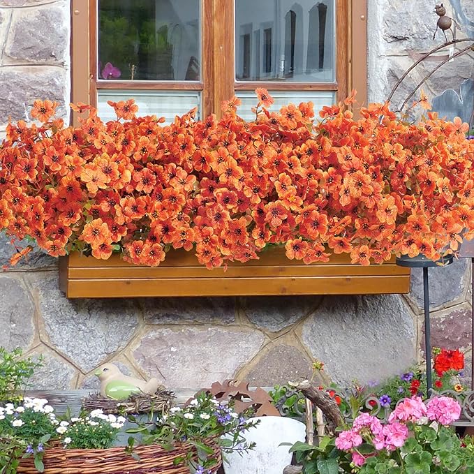 Waipfaru 12 Bundles Artificial Flowers for Outdoor Indoor, Faux Outdoor Plastic Plants UV Resistant Shrubs Outside Porch Patio Garden Boxwood Decor