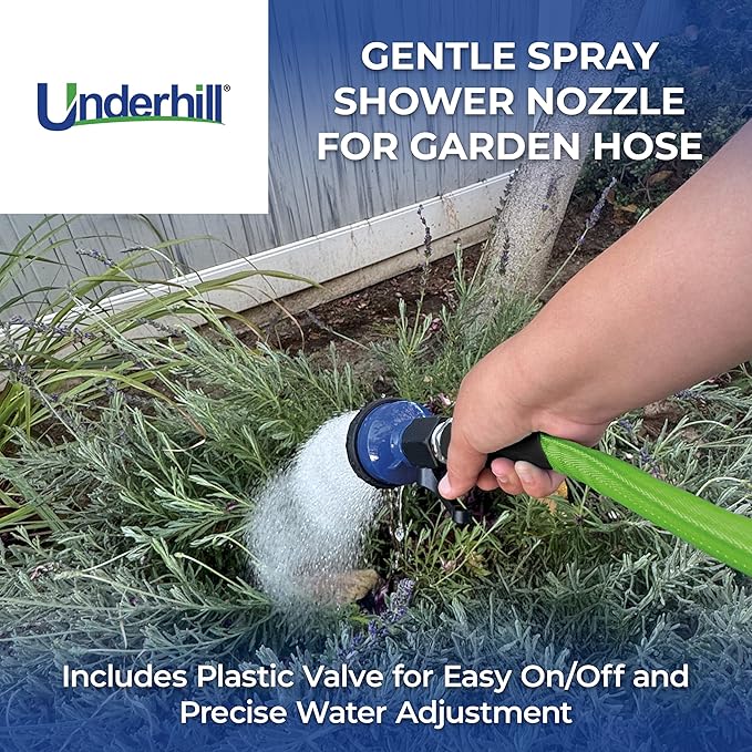 Underhill RainPro™ Gentle Spray Nozzle w/valve - Professional Soft Rain Shower Hose Nozzle with 3 Pattern Options – Unbreakable commercial quality for Gardens, Nurseries & Greenhouses