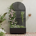 Casaphoria Metal Raised Garden Bed with Trellis and Wheels, 72"x35"x16" Arched Planter Box for Climbing Plants, Vegetables & Vines, Features Drainage Holes and Privacy Screen (Black-Parallel)
