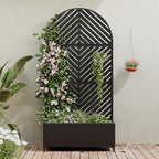 Casaphoria Metal Raised Garden Bed with Trellis and Wheels, 72"x35"x16" Arched Planter Box for Climbing Plants, Vegetables & Vines, Features Drainage Holes and Privacy Screen (Black-Parallel)