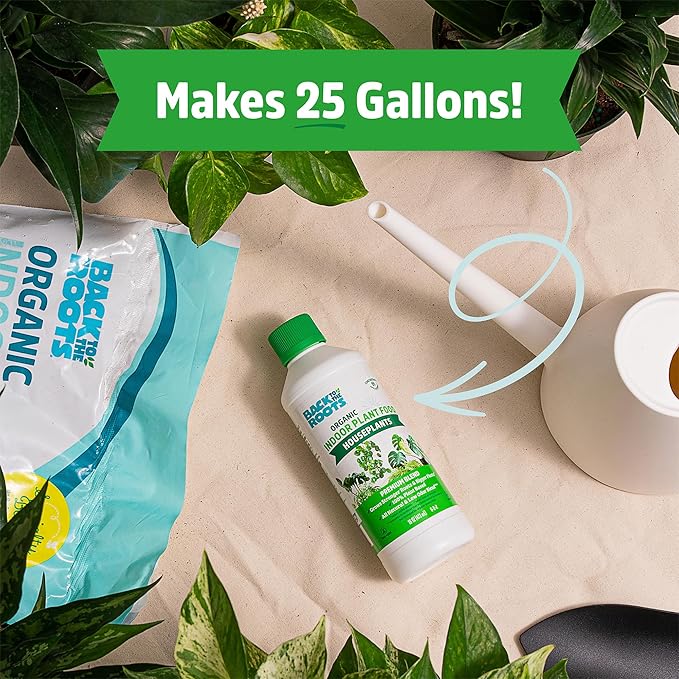 Back to the Roots Natural & Organic Indoor Plant Food (16oz Value Size - 95 Feeds!), Great for Houseplants, Low Odor, Vegan, Easy to Apply Liquid Formula