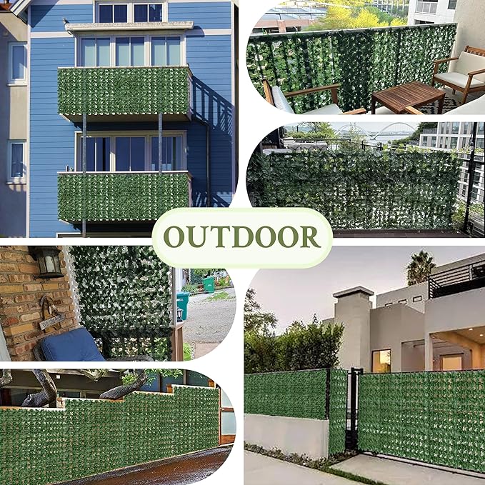 ODTORY Artificial Ivy Privacy Fence Wall Screen,40X120 in UV-Anti Faux Greenery Backdrop Ivy Vine Leaf Hedges Fence Panels for Patio, Balcony, Garden, Backyard Indoor Outdoor Green Wall Decor