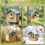 Auslar Bird House for Outside, Wooden Birdhouses for Outdoors, Bluebird House for Outside Clearance, Hanging Bird Houses for Cardinals Finch Wren Swallow for Garden Viewing