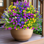 Artificial Flowers Outdoor Fake Plants - 12 Bundles UV Resistant Shrubs No Fade Faux Plastic Greenery Home Garden Porch Patio Decoration Indoor (1, Multi-12pcs)