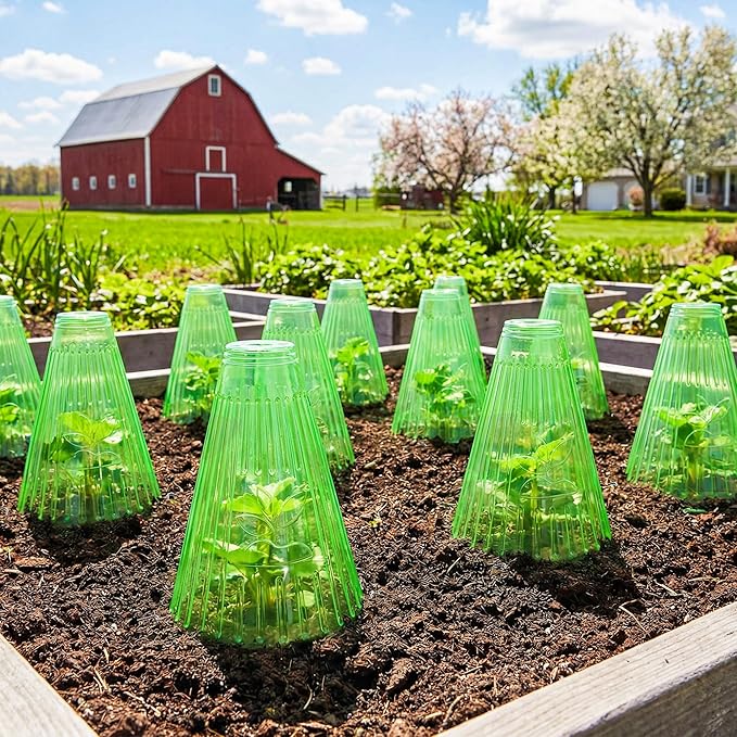 Pack 20 Garden Cloches for Plants, Reusable Bell Plant Cover with Metal Stakes, Plant Protection Cloches for Potted Plants/Seedlings,Protect Plants from Sun,Birds, Frost