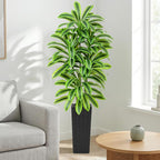 Artificial Dracaena Tree：7FT Faux Silk Tropical Yucca Floor Trees Realistic Fake Green Plant with Natural Wood Trunk & Lifelike Leaves for Home Office Decor Indoor & Outdoor (7FT,1-Pack,Black)