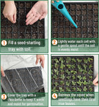 Mr. Pen- Seed Starter Tray Kit, 5 Pack, Total 350 Cells, Durable Plant Germination Trays with Humidity Vented Domes and Bases, Ideal for Seed Starting, Indoor Gardening and Greenhouse