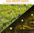 GIGALUMI Solar Pathway Lights, Stainless Steel IP44 Waterproof Auto On/Off Outdoor LED Solar Landscape Lights for Garden, Yard, Patio, Path and Walkway(12 Pack, Warm White)
