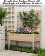 Garvee Wooden Raised Garden Bed with Trellis, 46.46x23.23x65.35IN Elevated Planter Box with Legs for Climbing Plants, Vegetables & Flowers
