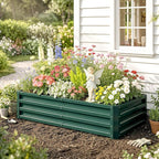 Outsunny Galvanized Raised Garden Bed, 4' x 2' x 1' Metal Planter Box, for Growing Vegetables, Flowers, Herbs, Succulents, Green