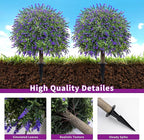 Set of 2 Artificial Lavender Boxwood Topiary Ball Trees with Ground Spike, 27.5" UV Resistant Faux Evergreen Shrubs, Purple Green Fake Bushes for Indoor Outdoor Front Porch Garden Patio Yard Decor