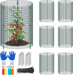 6 Set Wire Plant Protector from Animals - 12"x16" 18Pcs Metal Mesh Plant Cage Covers, Dual Secure with U-Stake & Support, Garden Rabbit Barricade Chicken Wire Cloche for Plants Shrubs Vegetable Flower