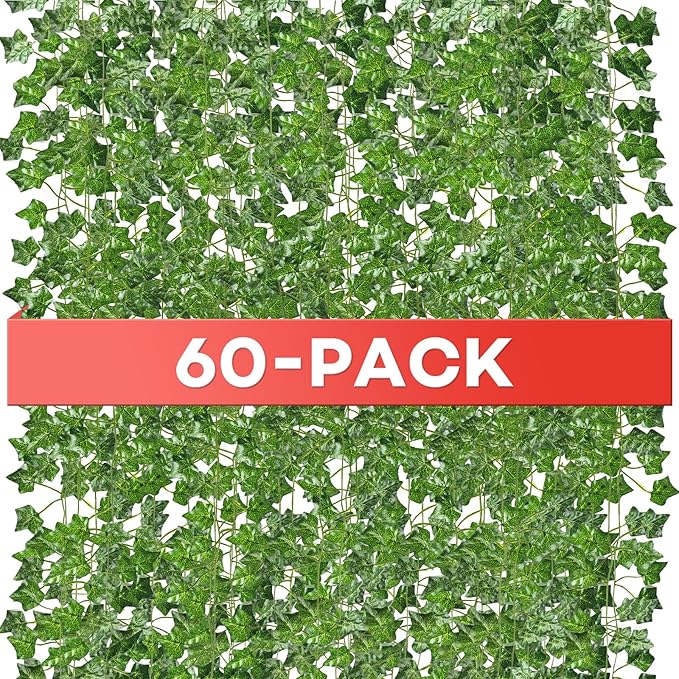 Fake Vines, 60 Pack 420 Feet Artificial Ivy Garland Vines for Bedroom Decor, Hanging Vines for Party Wedding Christmas Decoration,Fake Leaves for Outdoor Patio Garden