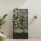 Casaphoria Metal Raised Garden Bed with Trellis, 59"x30"x12" Planter Box for Climbing Plants, Vegetables & Vines, Features Drainage Holes and Privacy Screen (Black-Spring)