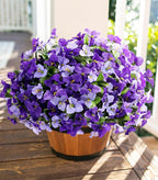 Bouganivillea Spring Artificial Flowers for Outdoors, 4 Bundles Fake Bougainvillea UV Resistant Silk Flowers for Outside Faux Outdoor Plants for Planter Patio Porch Window Garden Home, Mixed Purple