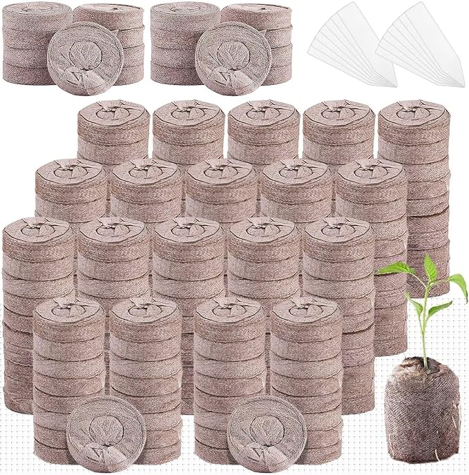 200 Pcs Peat Pellets - 30mm Seeds Starting Plugs, Compressed Coconut Fiber Soil Block, Plant Pods Bulk for Seedling Planting Herb Flower Vegetables