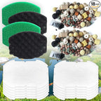 PurifyLogix 18PCS Pond Filter Kits for Pennington Inpond 5-in-1 600 Pump | 12 Polymer Wool Pads, 4 Foam Filter, 2 Media Packs(Activated Carbon, Bio-Balls), Maintenance Kits for Aquagarden 600 model
