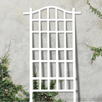 Dura-Trel Melrose Vinyl Garden Trellis, Outdoor Plant Support PVC Grid, White, 35" x 75" - Wall Mount with Steel Ground Anchors for Climbing Vine, Flower, and Vegetable Plants