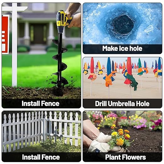 4x16 Upgraded Post Hole Auger - Auger Drill Bit for Planting,Spiral Drill Bit for Planting-Heavy-Duty Spiral Blade Garden Drill Bit for 3/8" Hex Drive Drill