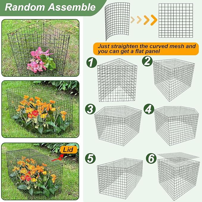 3 Pack Wire Plant Protectors, 13.5" Dia x 14" H Plant Protector from Animals, 9pcs Pre-Bent Metal Mesh to Keep Animals Out with Zip Ties & Stakes (3 Packs)