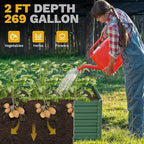 DWVO 6 x 3 x 2 FT Raised Garden Bed Kit, Outdoor Galvanized Flower Bed with Gloves, Large Metal Planter Box for Vegetables, Flowers, Herbs, Fruits, Green