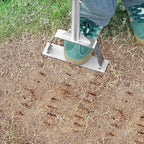 Manual Lawn Aerator Spike Tool, Semi-Assembled, Non-Clogging Spike Aerator with 6 Steel Spikes, Ergonomic Handle & Reinforced Welding for Compacted Soil Loosening & Yard Aeration - Blue
