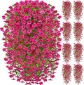 Artificial Hanging Flowers for Outdoors Spring Summer Decoration, 4PCS UV Resistant Silk Fake Hanging Plants for Patio Porch Front Yard Window Garden Indoor Decor(Hot Pink,8PCS)