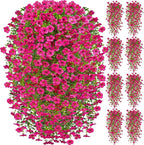 Artificial Hanging Flowers for Outdoors Spring Summer Decoration, 4PCS UV Resistant Silk Fake Hanging Plants for Patio Porch Front Yard Window Garden Indoor Decor(Hot Pink,8PCS)