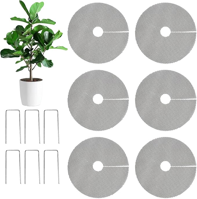 6/12 Pcs 11.8" Plant Protector from Cats Indoor with 6 Pcs Metal Stakes, Cuttable Pot Cover from Animals