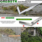 GREBSTK Crack Weeder Crevice Weeding Tool Stainless Steel Manual Weeder Beech Handle Gardening Tool, 22 inch