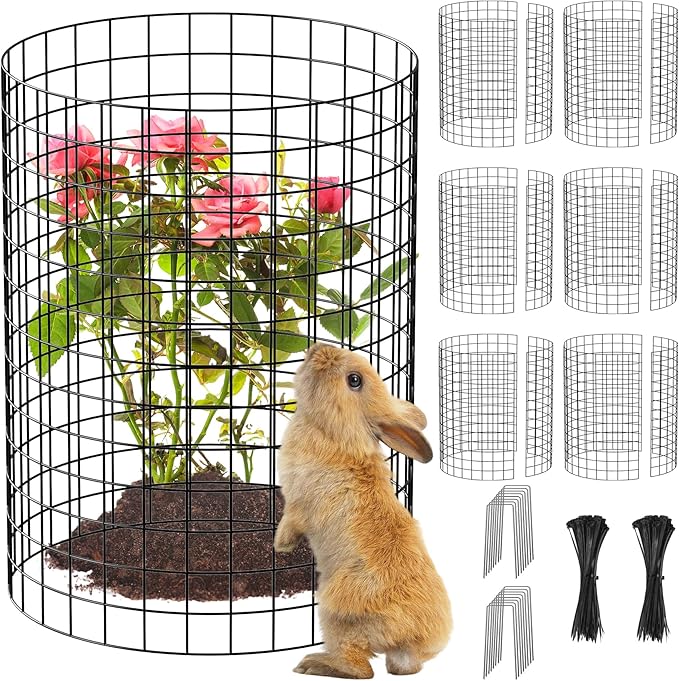 Nexum 45Pcs Plant Protectors from Animals – 16" x 12" Metal Tree Trunk Guards, Garden Plant Cloches & Expandable Plant Cages to Protect from Deer, Rabbits & Lawn