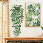Der Rose 34'' Fake Plants Hanging Artificial Potted Plants Indoor and Outdoor for Home Bathroom Wall Shelf Office Decor (1Pack)