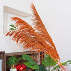 Burnt Orange Pampas Grass Decor Tall,Long Natural Pampas Grass for Floor Vase , Dried Pompas Floral, Elegant Feather Flowers,Wedding Living Room Decorations(Natural Orange, 6pcs 43.3"(110cm))