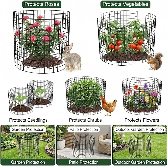 3Pack Plant Protector from Animals, 9pcs Wire Plant Protectors Metal Mesh Plant Cages, 11.8 x 15.7 Inch Outdoor Plant Guards for Rabbits Chicken Squirrels and Garden Protection