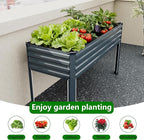Vengarus Galvanized Raised Garden Bed Outdoor with Legs,48×18×30in Metal Elevated Raised Planter Box for Backyard, Patio, Balcony, 300lb Capacity,Grey(2PCS)