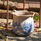 Dosayes Rustic Ceramic Planter, 6 Inch Tuscan Vintage Flower Pot with Drainage, Farmhouse Garden Pot for Indoor Plants, Kitchen & Garden Tuscan Decor, Plant Lover Gift (Cyan)