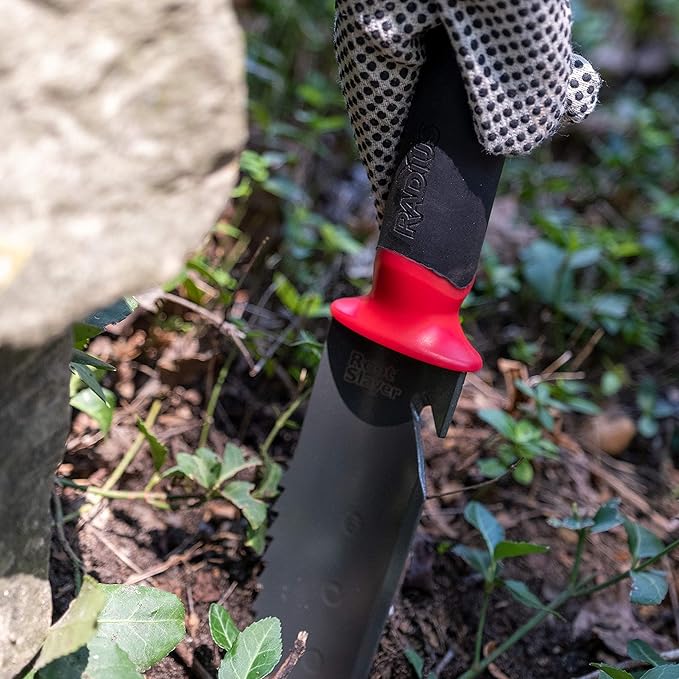 Root Slayer 16211 Garden Soil Knife with Serrated Blade for Digging, Weeding and Root Cutting, Steel Tool, Red