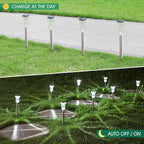 Eyrosa Solar Outdoor Lights, 10 Pack Waterproof Stainless Steel Solar Stake Lights for Pathway Garden Yard Path Walkway Driveway Lawn Patio Outside Decor, Cool White