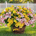 Artificial Flowers for Outdoor Fake Plants for Spring Decoration,Faux Eucalyptus Flowers for Planter UV Resistant Lifelike for Home Porch Garden (Yellow/Pink)